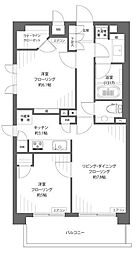 リシェ上野毛 2LDKの間取図画像