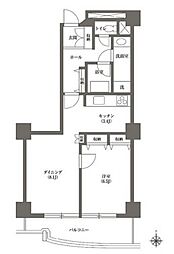 文京グリーンコートビュータワー本駒込A棟 1LDKの間取図画像