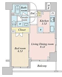 プラウドフラット神楽坂2 1LDKの間取図画像