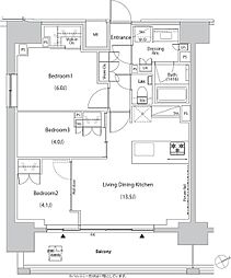 ザ・パークハビオ目白タワー 3LDKの間取図画像
