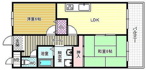 新栄プロパティー林 202｜大阪府藤井寺市林3丁目(賃貸マンション2LDK・2階・53.50㎡)の写真 その2