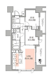 グランスイート白金高輪 2LDKの間取図画像