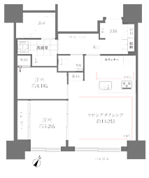 カテリーナ三田タワースイートウエストアーク 2LDKの間取図画像