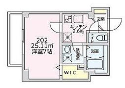 京王線 多磨霊園駅 徒歩2分の賃貸マンション 3階1Kの間取り