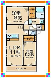 京王線 中河原駅 徒歩4分の賃貸アパート 1階2LDKの間取り