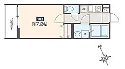 ＭＥＬＤＩＡ是政 1階1Kの間取り