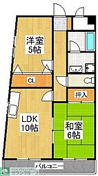 エクセル稲田 1階2LDKの間取り