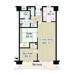コーボック新小金井 3階2LDKの間取り