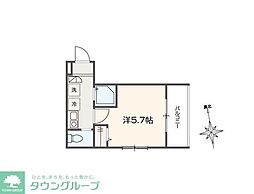 MELLAS矢川IV 301 3階1Kの間取り