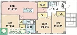 シャトー高杉 3LDKの間取図画像
