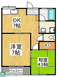 ハイツG&B 2DKの間取図画像