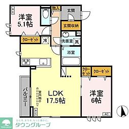 コルザフィオーレ 2LDKの間取図画像