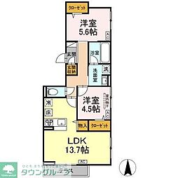 D-comodo小金井貫井北町 2LDKの間取図画像