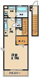 ヴェルサン調布 1Kの間取図画像