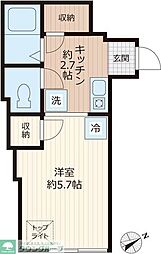 ボヌール府中 1Kの間取図画像