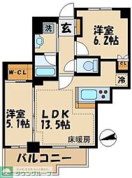 ブリリアタワー聖蹟桜ヶ丘ブルーミングレジデンス 2LDKの間取図画像