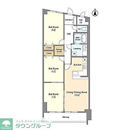府中フラワーハイホーム 3LDKの間取図画像