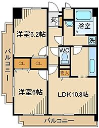 フリーデB 2LDKの間取図画像