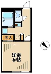 レオパレスグリーンリーブズ 1Kの間取図画像