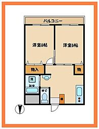 堀江コーポラス2号棟 2DKの間取図画像