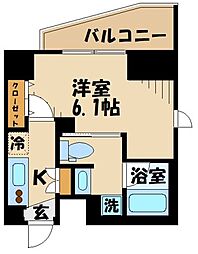 ティモーネグランデ立川 1Kの間取図画像
