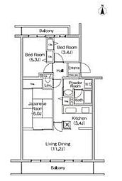 フィール天神町1号館 3LDKの間取図画像