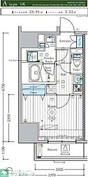 MAXIV東府中 1Kの間取図画像