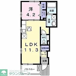クレセール聖蹟 1LDKの間取図画像