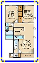 パインヴィレッジ 2LDKの間取図画像