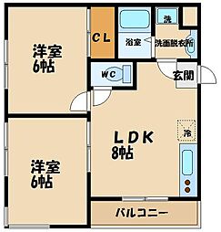 ル・サンミル 2DKの間取図画像