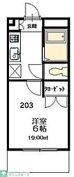 メゾンM&K 1Kの間取図画像