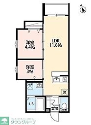 robot home 中河原III(ロボットホームナカガワラスリー) 2LDKの間取図画像