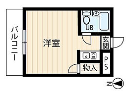 ダイドーメゾン塚口2 1Kの間取図画像