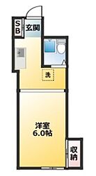 都営三田線 千石駅 徒歩4分の賃貸マンション 5階ワンルームの間取り
