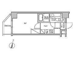 西武池袋線 中村橋駅 徒歩5分の賃貸マンション 3階1Kの間取り