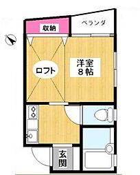 メゾネットヒラヤマ 1Kの間取図画像