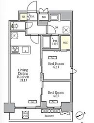 グランエール西日暮里SOUTH 2LDKの間取図画像
