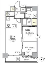 グランエール西日暮里SOUTH 2LDKの間取図画像
