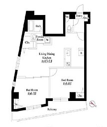 ルミナス西日暮里 2LDKの間取図画像
