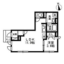 D-room梶原 1LDKの間取図画像