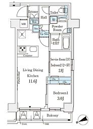 アジールコート山手動坂 2LDKの間取図画像