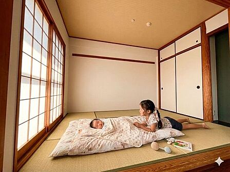 お孫さん家族が遊びに来ても泊まれる余裕の4LDK。赤ちゃんを寝かせるスペースだって困りません※画像はAI