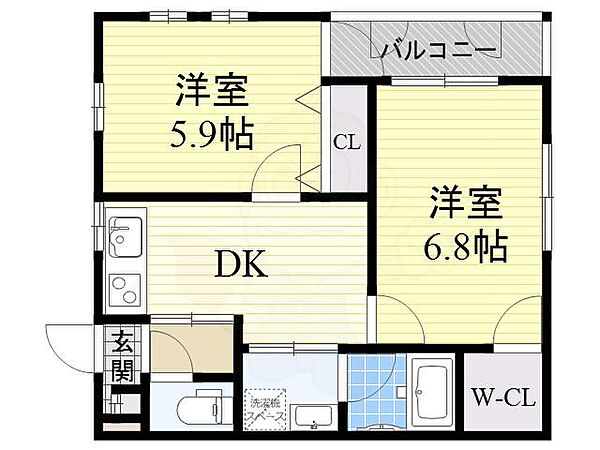 フランボワーズ豊中 ｜大阪府豊中市豊南町西２丁目(賃貸アパート2DK・2階・40.40㎡)の写真 その2