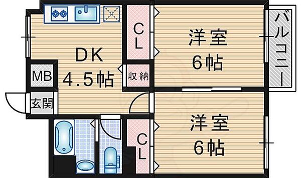 ニュー宝マンション ｜大阪府豊中市曽根南町１丁目(賃貸マンション2DK・3階・39.60㎡)の写真 その2