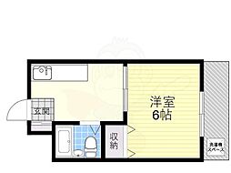 阪急宝塚本線 蛍池駅 徒歩8分の賃貸マンション 2階1DKの間取り