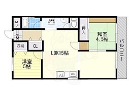 利倉西第一住宅 2LDKの間取図画像