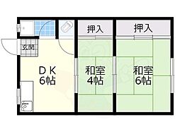 北文化東棟 2DKの間取図画像