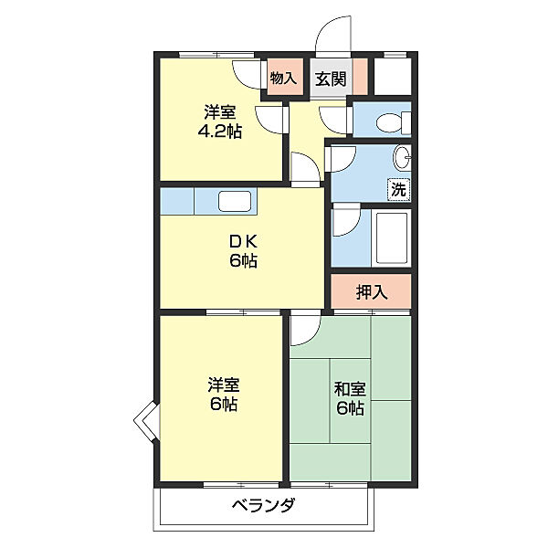 グリーンフルとまとI 203｜和歌山県和歌山市秋月(賃貸アパート3DK・2階・48.60㎡)の写真 その2
