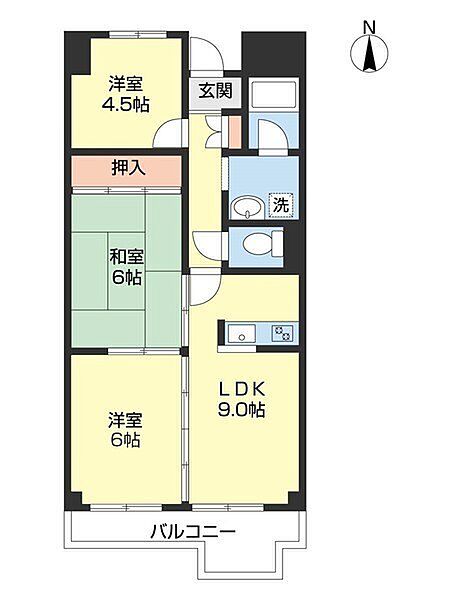 ヤマイチPLAZAサンシティ広瀬 106｜和歌山県和歌山市元町奉行丁２丁目(賃貸マンション3LDK・1階・59.24㎡)の写真 その2