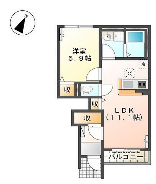 ボナールディアコートII 105｜和歌山県和歌山市毛見(賃貸アパート1LDK・1階・41.60㎡)の写真 その2